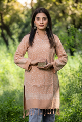 Beige Colour Kashmiri Zari Work Woolen Kurti CraftKashmir