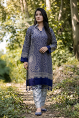 Blue Colour Kashmiri Zari Work Woolen Kurti CraftKashmir