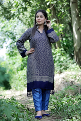 Blue Colour Kashmiri Zari Woolen Kurti CraftKashmir
