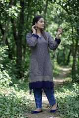 Blue Colour Kashmiri Zari Woolen Kurti CraftKashmir