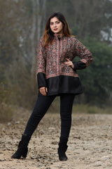 Kashmiri aari Black Jacket - CraftKashmir