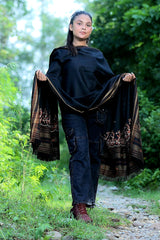 Black colour shawl - CraftKashmir