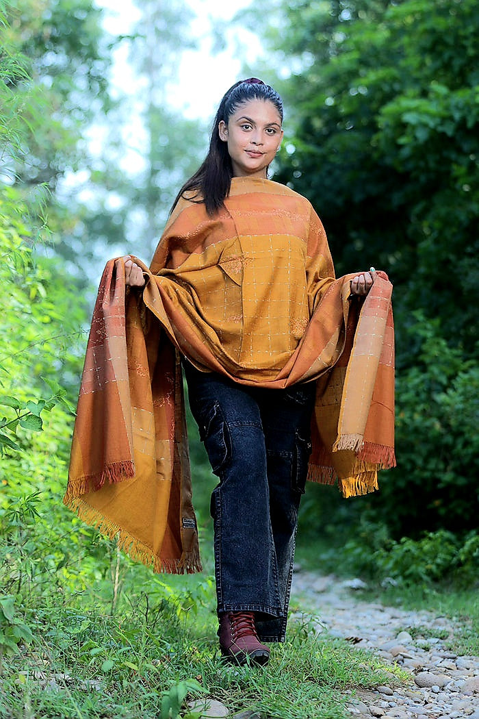 Mustard colour shawl - CraftKashmir