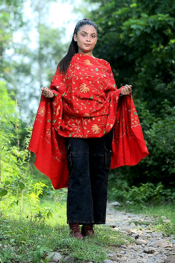 Red colour shawl