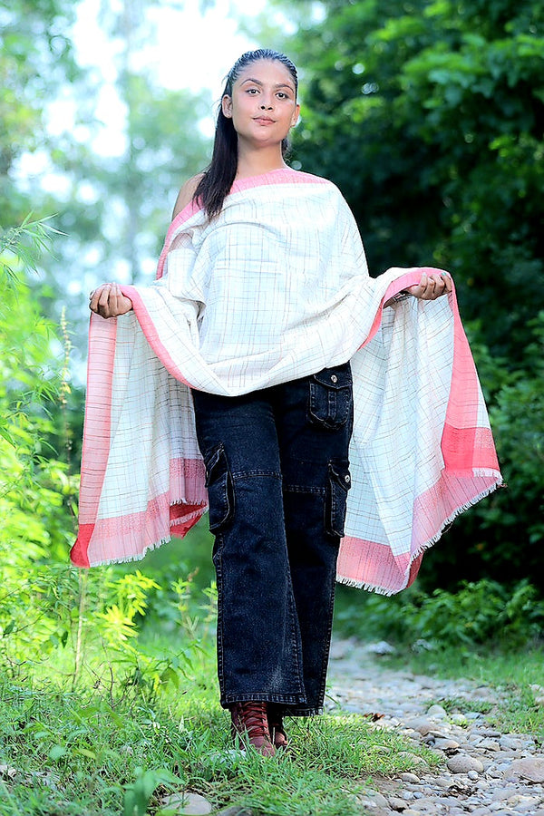 Cream colour shawl - CraftKashmir