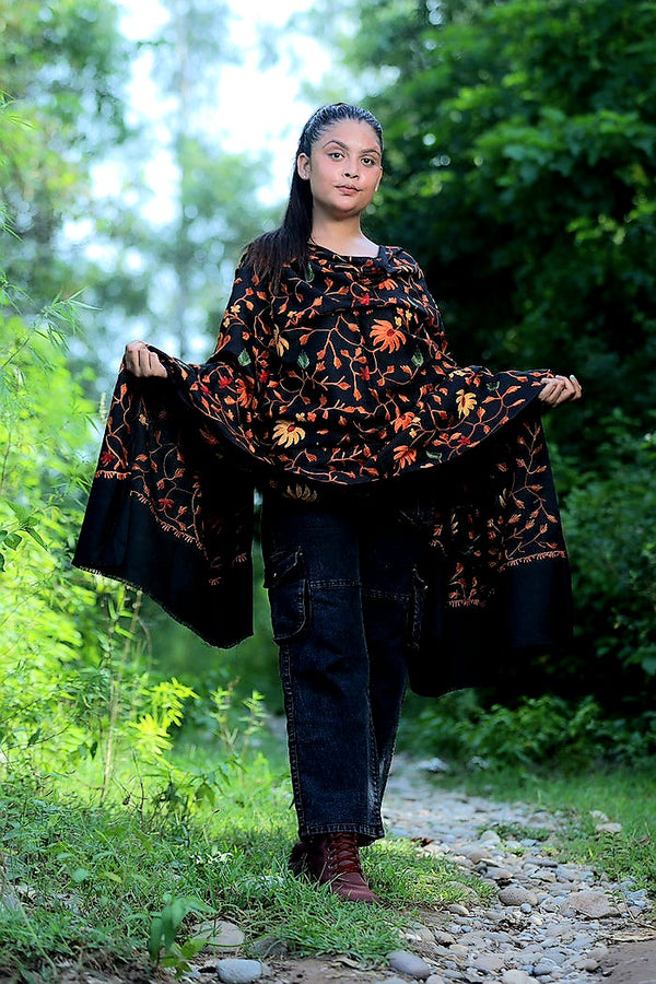 Black colour shawl - CraftKashmir